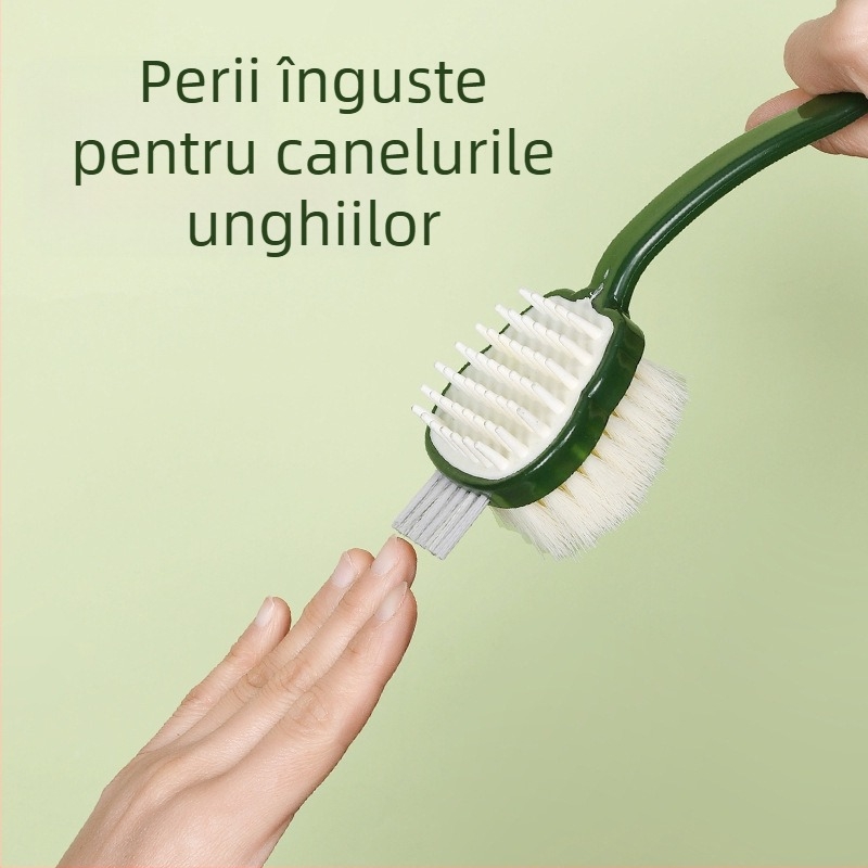 Perie de baie multifuncțională cu două fețe, perie de baie trei în unu, perie de baie cu frecare a spatelui, artefact, mâner lung, păr moale, perie de baie cu păr moale și leneș