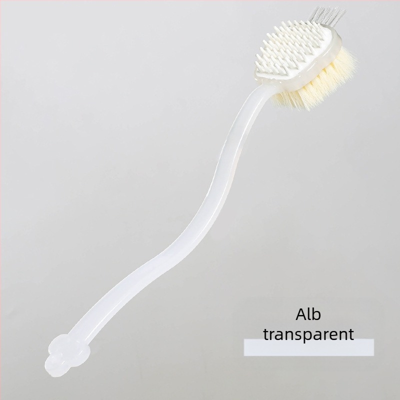 Perie de baie multifuncțională cu două fețe, perie de baie trei în unu, perie de baie cu frecare a spatelui, artefact, mâner lung, păr moale, perie de baie cu păr moale și leneș