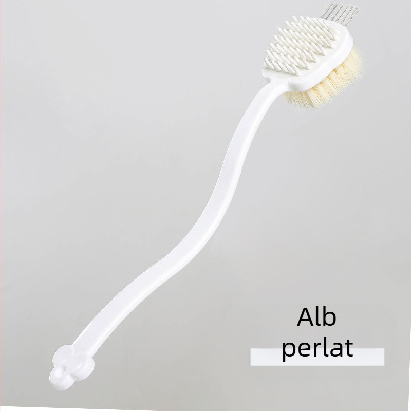 Perie de baie multifuncțională cu două fețe, perie de baie trei în unu, perie de baie cu frecare a spatelui, artefact, mâner lung, păr moale, perie de baie cu păr moale și leneș