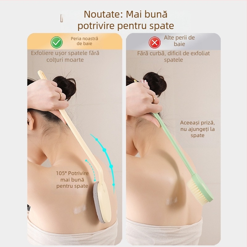 Perie de baie cu mâner lung pentru frecare și curățare, potrivită atât pentru bărbați, cât și pentru femei
