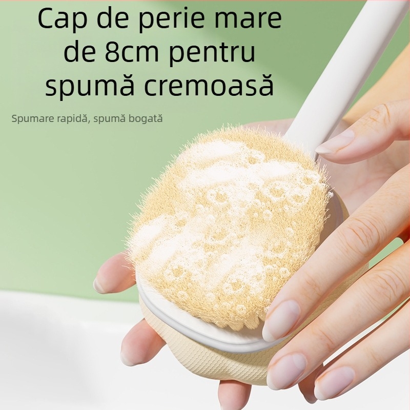 Perie de baie cu mâner lung, lână moale, perie de baie cu bilă pentru frecarea spatelui, artefact de frecare a corpului, nu cereți oamenilor să ștergă peria de spate