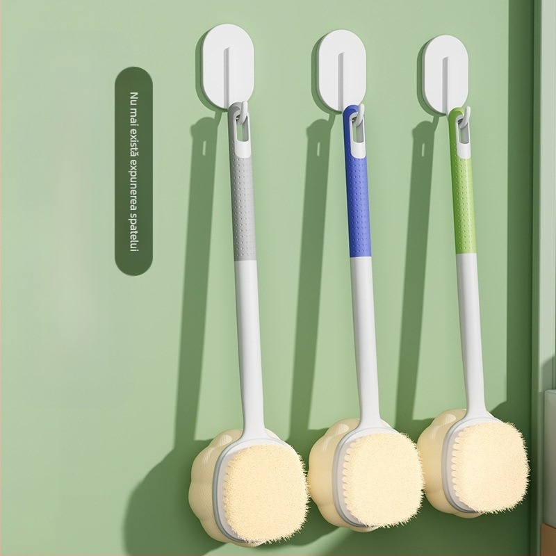 Perie de baie cu mâner lung, lână moale, perie de baie cu bilă pentru frecarea spatelui, artefact de frecare a corpului, nu cereți oamenilor să ștergă peria de spate