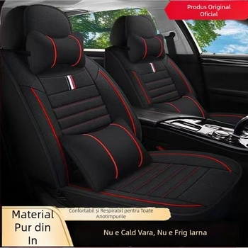 Pernă pentru scaun auto, universală pentru toate anotimpurile, husă de scaun din in, husă de scaun din material textil de vară, husă specială pentru pernă de scaun complet închisă, in respirabil