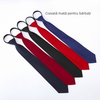 Cravată bărbătească, stil business, 8 cm, material mat, cu fermoar, fără noduri, cravată leneșă, negru, albastru marin, roșu