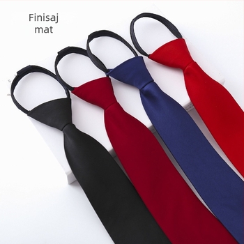 Cravată bărbătească, stil business, 8 cm, material mat, cu fermoar, fără noduri, cravată leneșă, negru, albastru marin, roșu