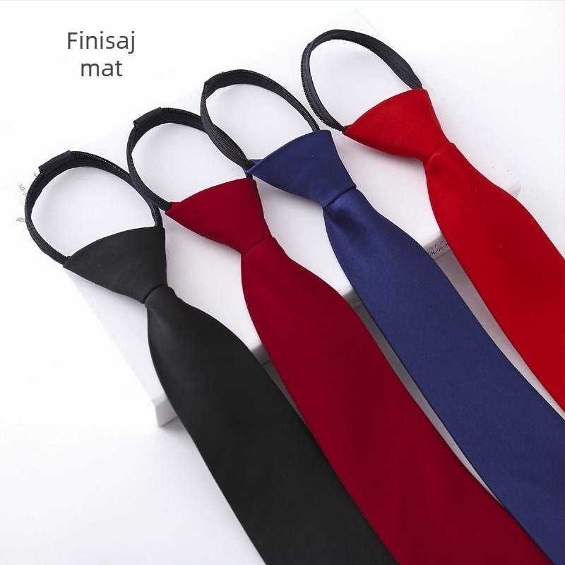 Cravată bărbătească, stil business, 8 cm, material mat, cu fermoar, fără noduri, cravată leneșă, negru, albastru marin, roșu