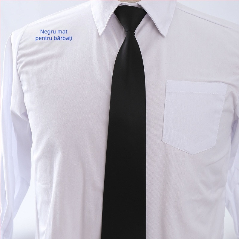 Cravată bărbătească, stil business, 8 cm, material mat, cu fermoar, fără noduri, cravată leneșă, negru, albastru marin, roșu