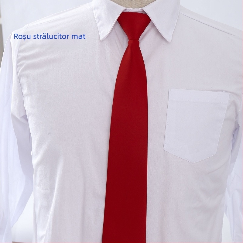 Cravată bărbătească, stil business, 8 cm, material mat, cu fermoar, fără noduri, cravată leneșă, negru, albastru marin, roșu