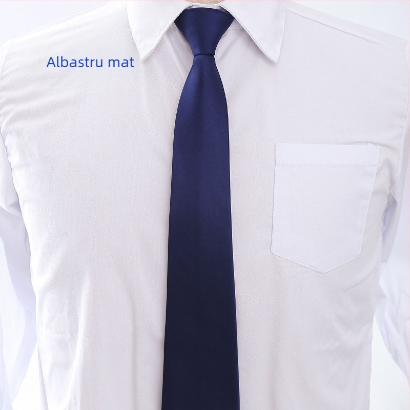 Cravată bărbătească, stil business, 8 cm, material mat, cu fermoar, fără noduri, cravată leneșă, negru, albastru marin, roșu