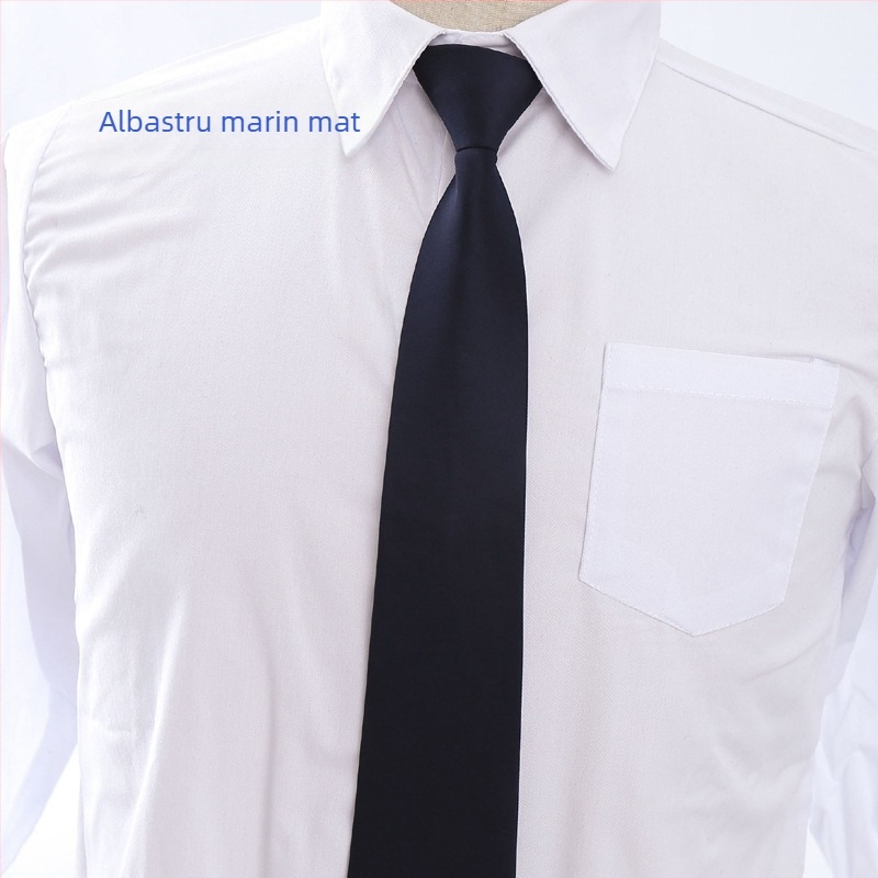 Cravată bărbătească, stil business, 8 cm, material mat, cu fermoar, fără noduri, cravată leneșă, negru, albastru marin, roșu