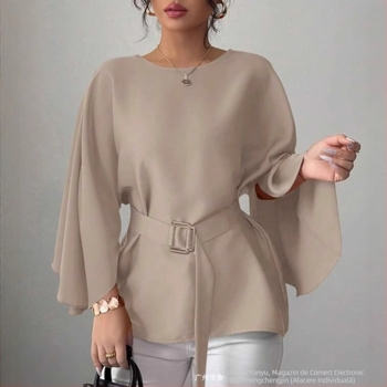 Cămașă elegantă cu curea din satin 2025 Vara transfrontalieră Îmbrăcăminte pentru femei Aliexpress Amazon Casual Confort Independent Station