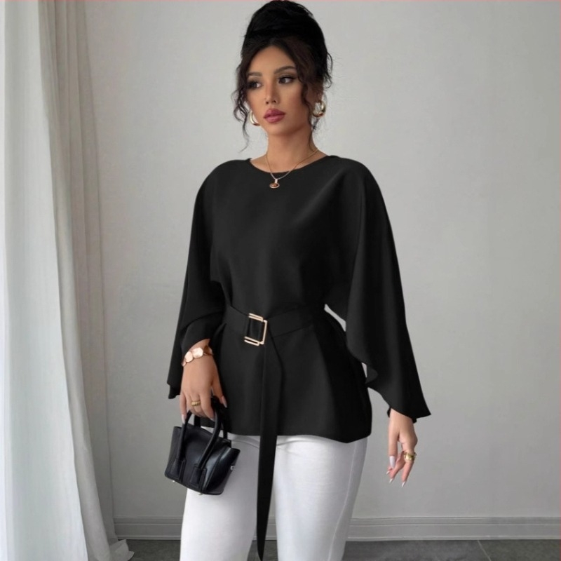 Cămașă elegantă cu curea din satin 2025 Vara transfrontalieră Îmbrăcăminte pentru femei Aliexpress Amazon Casual Confort Independent Station