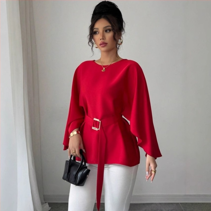 Cămașă elegantă cu curea din satin 2025 Vara transfrontalieră Îmbrăcăminte pentru femei Aliexpress Amazon Casual Confort Independent Station