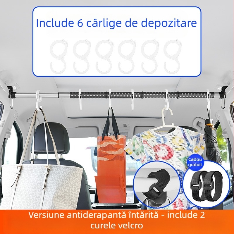 Umeraș auto multifuncțional telescopic pentru haine, mâner spate, capacitate mare, uscător de haine, raft pentru haine auto Metabo