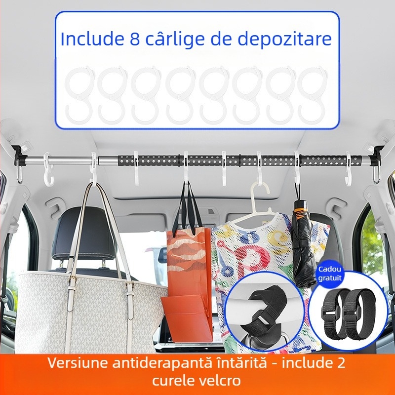 Umeraș auto multifuncțional telescopic pentru haine, mâner spate, capacitate mare, uscător de haine, raft pentru haine auto Metabo
