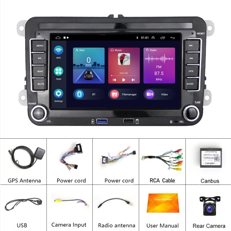 Potrivit pentru Volkswagen dedicat mașinii de 7 inch cu Android 11, control central Carplay, ecran mare, navigație cu imagine pentru marșarier, mașină all-in-one