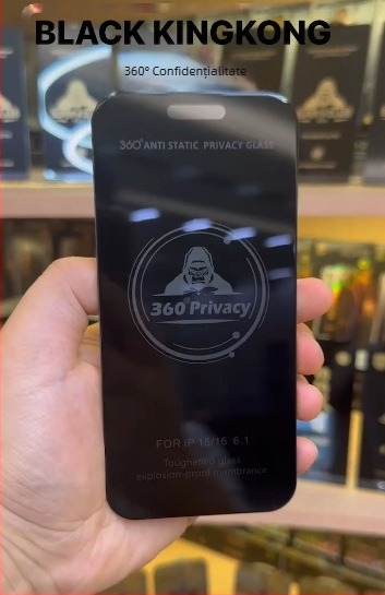 Folie securizată cu diamant negru 360 anti-peep, potrivită pentru telefonul mobil Apple 17 16Promax, folie anti-praf, folie anti-amprentă, rezistentă la explozii