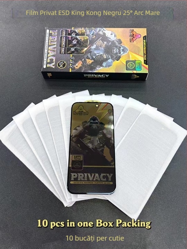 Folie securizată cu diamant negru 360 anti-peep, potrivită pentru telefonul mobil Apple 17 16Promax, folie anti-praf, folie anti-amprentă, rezistentă la explozii