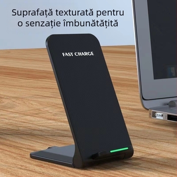 Încărcător wireless inteligent pentru telefon mobil, bobină dublă, 15W, suport vertical portabil pliabil cu încărcare rapidă pentru birou