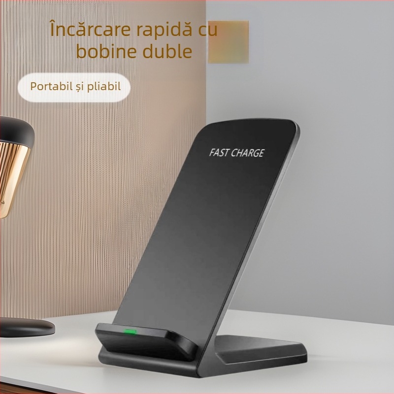 Încărcător wireless inteligent pentru telefon mobil, bobină dublă, 15W, suport vertical portabil pliabil cu încărcare rapidă pentru birou