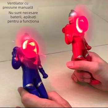 Mini Ultraman luminos ventilator manual cu manivelă ventilator electric mic portabil presat manual Superman convenabil ventilator manual