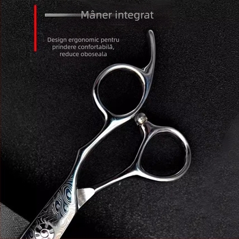 Foarfece profesionale de frizerie cu model Damasc, foarfece de coafură, foarfece de tăiere plată, subțiere, foarfece de tuns fin, foarfece pentru oase de pește
