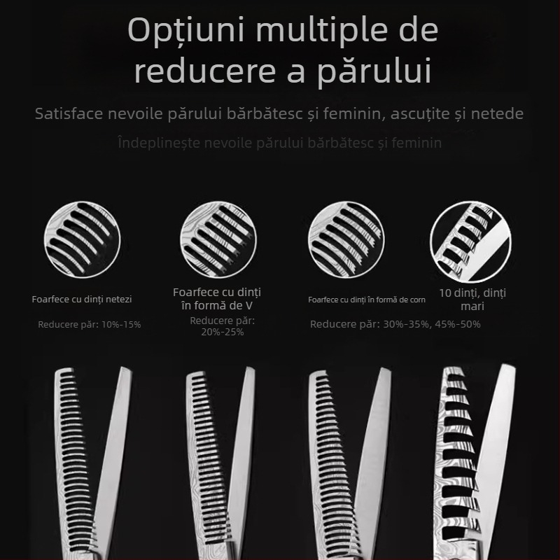 Foarfece profesionale de frizerie cu model Damasc, foarfece de coafură, foarfece de tăiere plată, subțiere, foarfece de tuns fin, foarfece pentru oase de pește