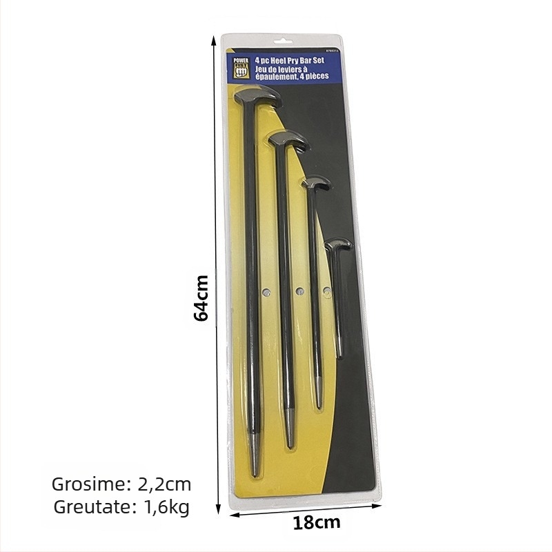 Vânzări directe din fabrică Set de 4 piese Rangă cu tijă rotundă, Dispozitiv de îndepărtare a cuielor, Tratată termic la ambele capete Rangă Efi 6"12"16"20"