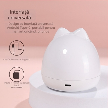 Mini aparat de terapie cu lumină pentru unghii cu pisică Q adorabil desen animat cu uscare rapidă a lipiciului pentru unghii cu LED-uri lampă de copt portabilă instrumente de artă pentru unghii en-gros