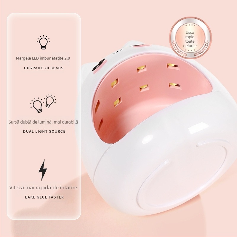 Mini aparat de terapie cu lumină pentru unghii cu pisică Q adorabil desen animat cu uscare rapidă a lipiciului pentru unghii cu LED-uri lampă de copt portabilă instrumente de artă pentru unghii en-gros