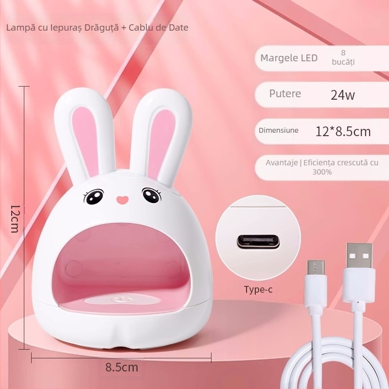 Mini aparat de terapie cu lumină pentru unghii cu pisică Q adorabil desen animat cu uscare rapidă a lipiciului pentru unghii cu LED-uri lampă de copt portabilă instrumente de artă pentru unghii en-gros