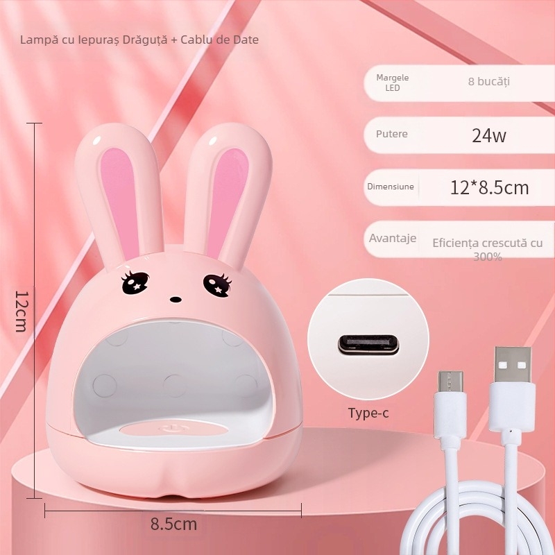 Mini aparat de terapie cu lumină pentru unghii cu pisică Q adorabil desen animat cu uscare rapidă a lipiciului pentru unghii cu LED-uri lampă de copt portabilă instrumente de artă pentru unghii en-gros