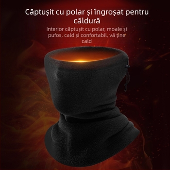 Eșarfă caldă în aer liber pentru gât, eșarfă de schi din fleece, mască de polar fleece, pălărie rezistentă la vânt, șal îngroșat, eșarfă de gât toamna și iarna