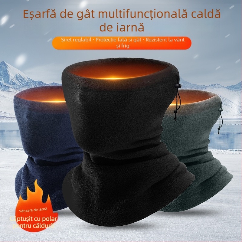Eșarfă caldă în aer liber pentru gât, eșarfă de schi din fleece, mască de polar fleece, pălărie rezistentă la vânt, șal îngroșat, eșarfă de gât toamna și iarna