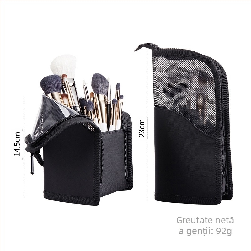 Geantă verticală pentru cosmetice HappyMakeup, geantă portabilă din PVC, capacitate mare, transparentă, pentru depozitarea pensulelor cosmetice