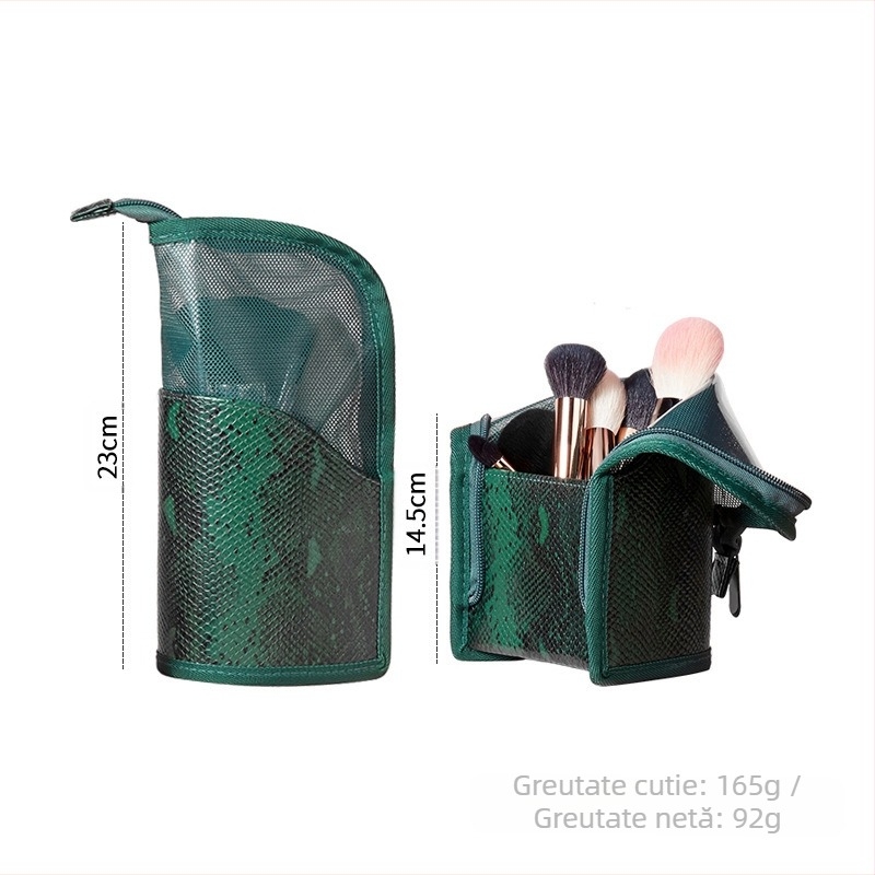 Geantă verticală pentru cosmetice HappyMakeup, geantă portabilă din PVC, capacitate mare, transparentă, pentru depozitarea pensulelor cosmetice