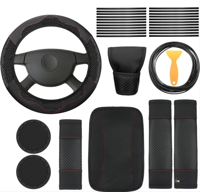 Husă volan auto pentru comerț exterior transfrontalier, husă angrenaj, frână de mână, umăr, cotiera, cutie, linie de robinet, 30 de piese, costum