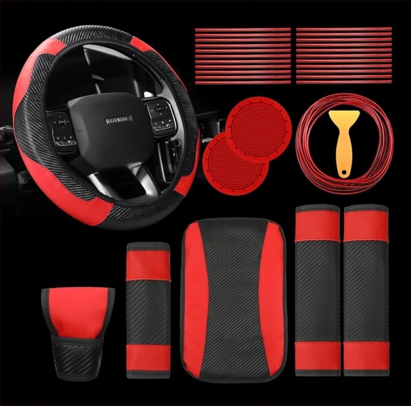 Husă volan auto pentru comerț exterior transfrontalier, husă angrenaj, frână de mână, umăr, cotiera, cutie, linie de robinet, 30 de piese, costum