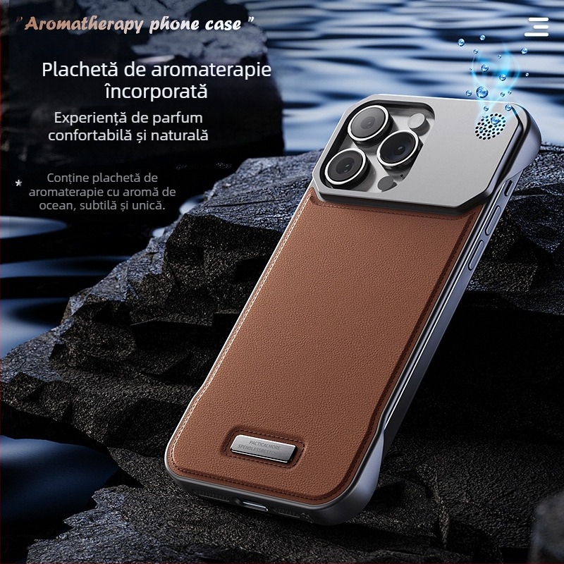 Potrivit pentru iPhone 16Promax Husă de telefon mobilă din piele cu aromaterapie, cu aspirație magnetică invizibilă, Apple 17/15, fără margini, anti-cădere