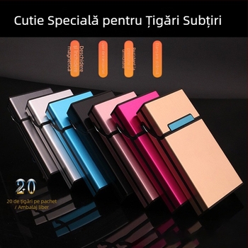 Cutie cadou creativă, personalizată, la modă, din aliaj de aluminiu și metal nou, pentru 20 de țigări, rezistentă la presiune și umiditate, cu sigla producătorului