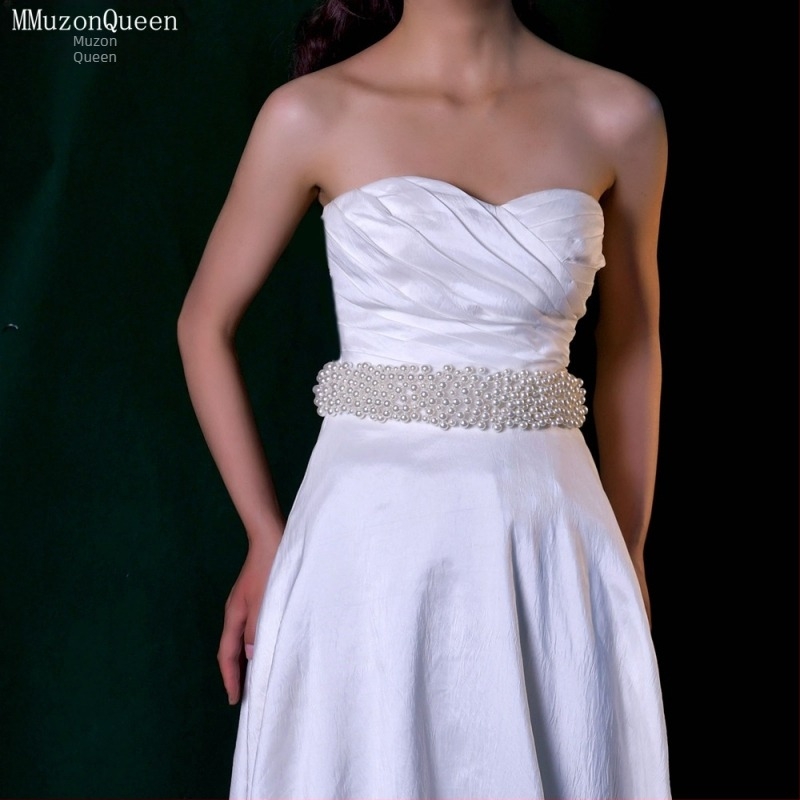 Manzhen femei curea cu perle rochie la modă curea decorativă din dantelă rochie la modă cu lanț de talie cu perle M122