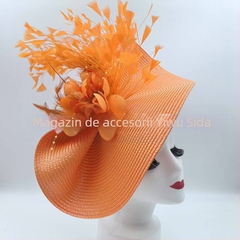 Pălărie de top europeană și americană, cu pene de flori exagerate, pentru celebrități, cu bandă de susținere pentru festivaluri și curse de cai, de vânzare cu amănuntul, Amazon