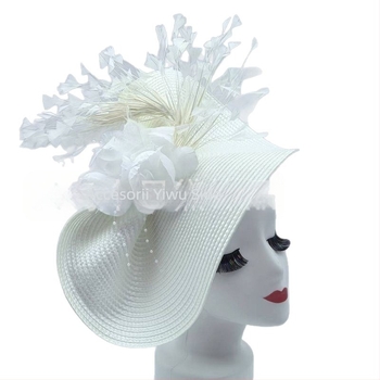 Pălărie de top europeană și americană, cu pene de flori exagerate, pentru celebrități, cu bandă de susținere pentru festivaluri și curse de cai, de vânzare cu amănuntul, Amazon