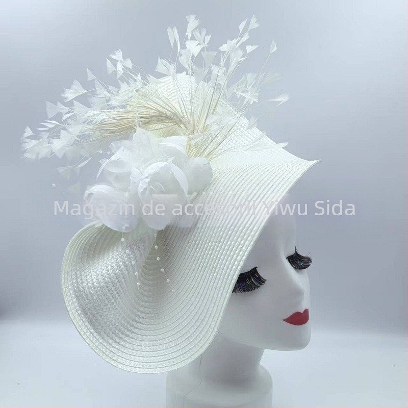 Pălărie de top europeană și americană, cu pene de flori exagerate, pentru celebrități, cu bandă de susținere pentru festivaluri și curse de cai, de vânzare cu amănuntul, Amazon