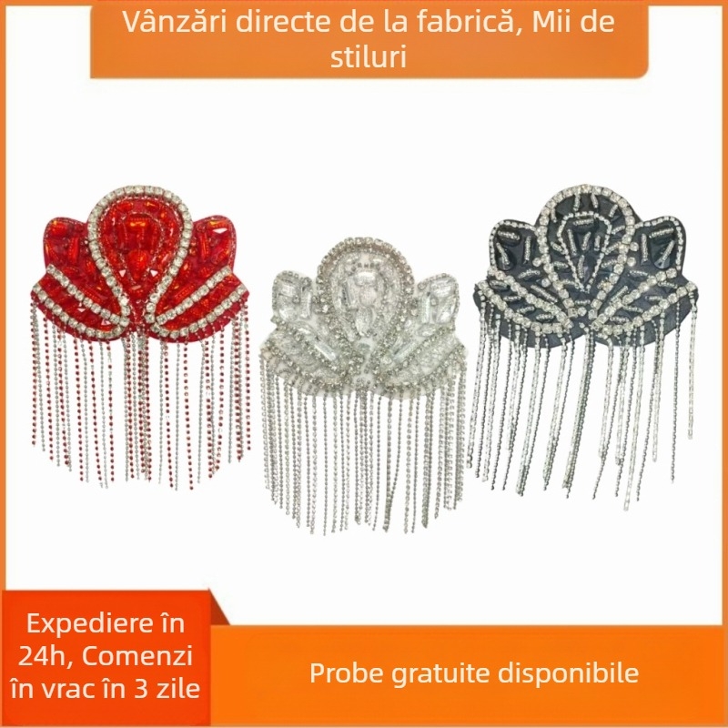 Transfrontaliere Europa și Statele Unite noi epoleți punk cu ciucuri, autocolante din pânză, industrie grea, lucrate manual cu mărgele, accesorii vestimentare pentru scenă de modă