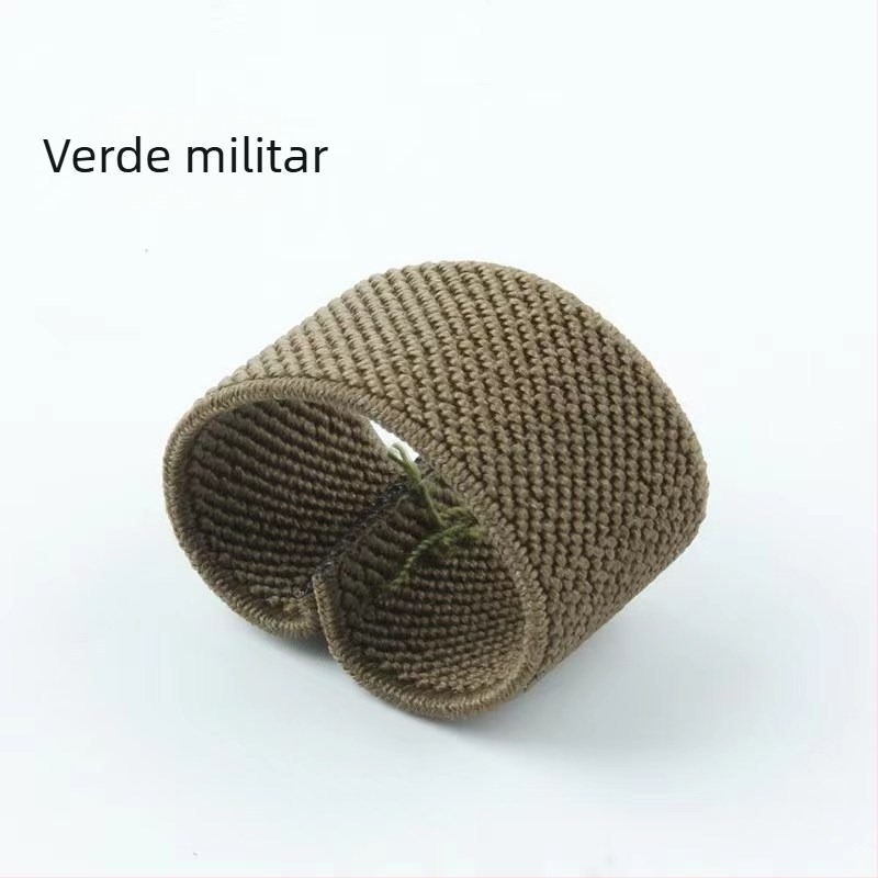 Curea din nailon cu accesorii negre, clip de coadă, inel fix elastic, cataramă din pânză, inel cu cerc mic