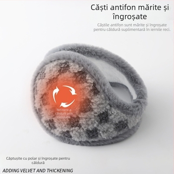 Căști de pluș calde de iarnă pentru femei, pentru activități în aer liber, rezistente la vânt, pentru bărbați și pentru activități în aer liber