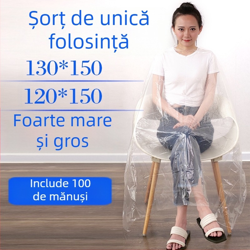 Pânză de unică folosință pentru vopsirea părului și permanentarea șalului pentru salon de înfrumusețare, îngroșată, impermeabilă, eșarfă din plastic, 100