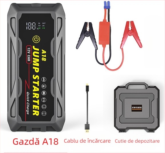 Sursă de alimentare portabilă multifuncțională impermeabilă de 12V pentru pornire de urgență auto, baterie cu încărcare rapidă de 66W