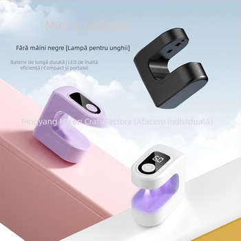 Lampă portabilă mică pentru unghii cu cuburi de zahăr, mini lampă de întărire cu uscare rapidă, aparat de fototerapie reîncărcabil, lampă de mână care nu se înnegrește